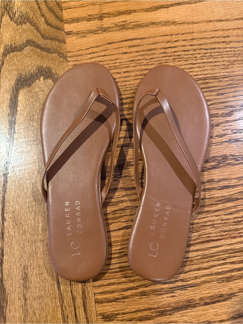 LC Lauren Conrad Brown Minimalist Thong Sandals